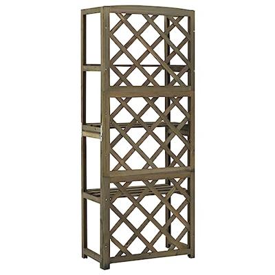 Latwerk met schappen 55x30x140 cm massief vurenhout grijs