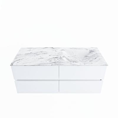 MONDIAZ VICA-DLUX 120cm badmeubel onderkast Talc 4 lades. Inbouw wastafel CLOUD rechts 1 kraangat, kleur Glace.