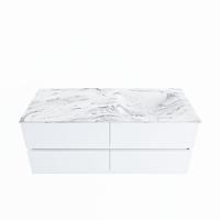 MONDIAZ VICA-DLUX 120cm badmeubel onderkast Talc 4 lades. Inbouw wastafel CLOUD rechts 1 kraangat, kleur Glace. - thumbnail