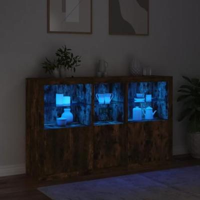Dressoir met LED-verlichting 162x37x100 cm gerookt eikenkleurig
