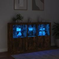 Dressoir met LED-verlichting 162x37x100 cm gerookt eikenkleurig - thumbnail