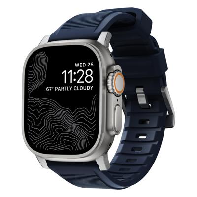 Nomad Rugged Strap Apple Watch (Ultra) 42mm / 44mm / 45mm / 49mm Atlantic Blue Connector Silver