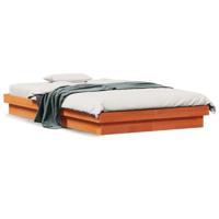 Bedframe met LED massief grenenhout wasbruin 140x200 cm - thumbnail