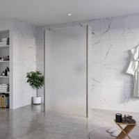 Fortifura Galeria Vrijstaande Inloopdouche - 110x200cm - Glas mat - antikalk - 8mm veiligheidsglas - 2 zijwanden 30cm - wandsteunen en hoekprofielen - Geborsteld Gunmetal PVD SW927771 2x/SW915251/SW797931 2x/SW798732 2x - thumbnail