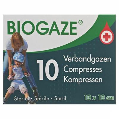 Biogaze Verbandgazen 10x10cm 10st