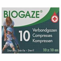 Biogaze Verbandgazen 10x10cm 10st - thumbnail
