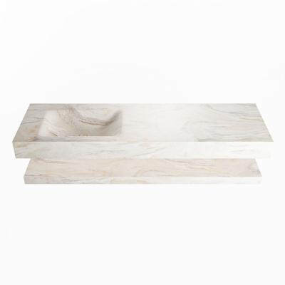 MONDIAZ ALAN-DLUX 150cm planchet Ostra. Vrijhangende wastafel CLOUD links zonder kraangat, kleur Ostra. MONDIAZ ALAN-DLUX 150cm planchet Ostra. Vrijhangende wastafel CLOUD links zonder kraangat, kleur Ostra.