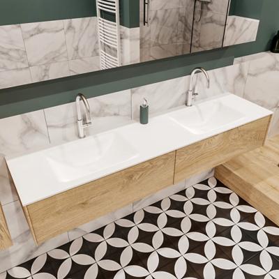 Mondiaz Lush Cloud badmeubel Washed oak 180 cm 2 lades solid surface dubbele spoelbak 2 kraangaten Mondiaz Lush Cloud badmeubel Washed oak 180 cm 2 lades solid surface dubbele spoelbak 2 kraangaten