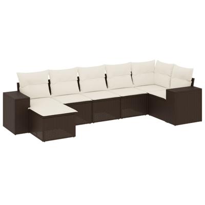 8-delige Loungeset met kussens poly rattan bruin