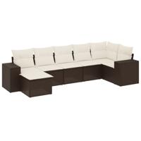 8-delige Loungeset met kussens poly rattan bruin - thumbnail