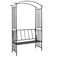 VidaXL Tuinboog met bank 128x50x207 cm ijzer zwart - thumbnail