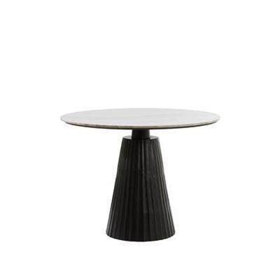 Light & Living Ronde Eettafel 'Rianne' Marmer, 100cm, kleur Taupe/Mat Zwart