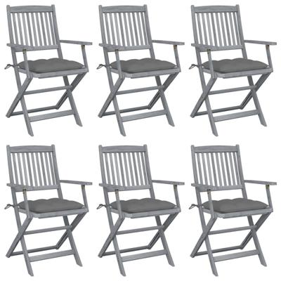 Tuinstoelen 6 st inklapbaar met kussens massief acaciahout