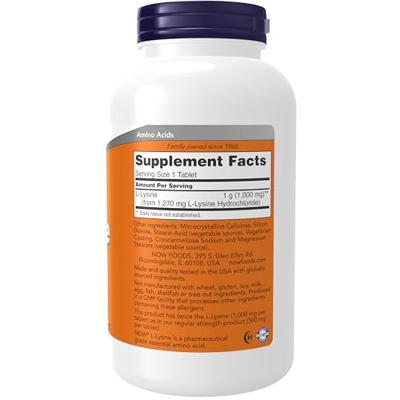 L-Lysine 1000mg Now Foods 250tabl - thumbnail