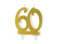 Taartkaars 60 Jaar Goud Glitter - thumbnail