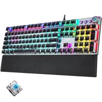 AULA F2088 108 Keys Mixed Light Plating Punk Mechanical Blue Switch Wired USB Gaming Keyboard with Metal Button (Silver) - thumbnail