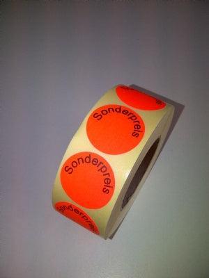 Etiket 30 mm fluor rood SONDERPREIS