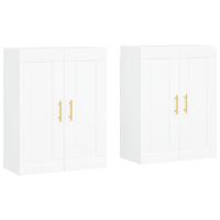 Hangkasten 2 st bewerkt hout wit - thumbnail