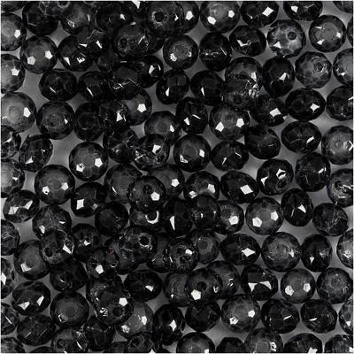 Creativ Company Facet kralen, d 4 mm, gatgrootte 1 mm, grijs, 45 stuk/ 1 doos
