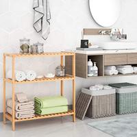 Opbergrek - Halkast - Keukenrek - Schoenenrek Bamboe met 3 vaste planken - thumbnail