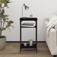 Bijzettafel 40x30x75 cm bewerkt hout zwart - thumbnail