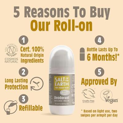 Salt Of The Earth Amber + Sandalwood Deodorant Refillable Roll-On - thumbnail