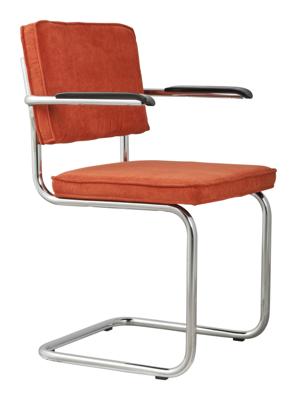 Zuiver Eetkamerstoel 'Ridge' Ribstof, kleur Oranje Zuiver Eetkamerstoel 'Ridge' Ribstof, kleur Oranje