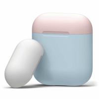 Driekleur dropproof draadloze koptelefoon Oplaaddoos beschermende case voor Apple AirPods 1/2 (wit roze blauw) - thumbnail