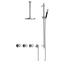 Hotbath Cobber - CW7067 - Inbouw Regendoucheset - Chroom - 2 Stopkranen - Thermostatisch - Plafondbuis 30 cm - Hoofddouche 200 mm - Ronde Handdouche - Glijstang 900 mm - Waterbesparend - thumbnail