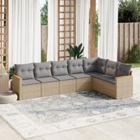 8-delige Loungeset met kussens poly rattan beige - thumbnail