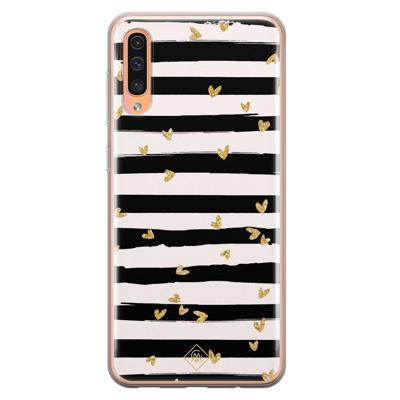 Samsung Galaxy A50/A30s siliconen telefoonhoesje - Hart streepjes