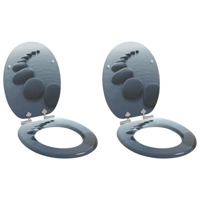 Zachte sluit toiletbril 2 pcs Grijs 44 x 38 cm MDF-plaat