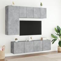 5-delige Tv-wandmeubelset bewerkt hout betongrijs - thumbnail