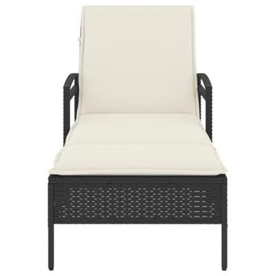 Ligbed met kussen 63x200x81 cm poly rattan zwart