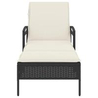 Ligbed met kussen 63x200x81 cm poly rattan zwart - thumbnail