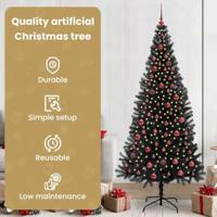 VidaXL Kerstboom met 300 led met standaard zwart 210 cm pvc - thumbnail