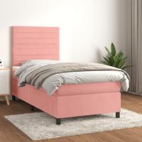 Boxspring met matras fluweel roze 160x200 cm - thumbnail