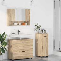 Badkamermeubelset met lade 3 pcs Sonoma eiken 76,5 x 35 x 64 cm - thumbnail