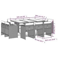11-delige Tuinset met kussens poly rattan zwart - thumbnail