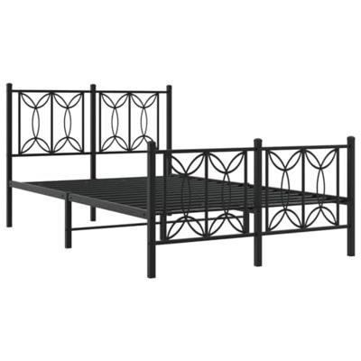 Bedframe met hoofd- en voeteneinde metaal zwart 120x190 cm