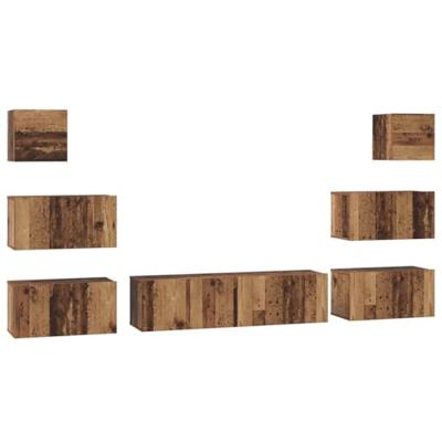 Tv-meubelset 8 pcs Oud hout 60 x 30 x 30 cm Bewerkt hout