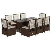 9-delige Tuinset met kussens poly rattan bruin - thumbnail