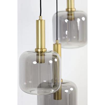 Light & Living Hanglamp 'Lekar' 5-Lamps, kleur Antiek Brons/Smoke - thumbnail