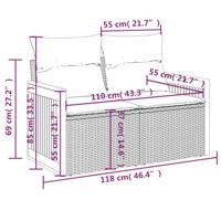 9-delige Loungeset met kussens poly rattan zwart - thumbnail