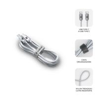 SUBBLIM Optimus USB-C naar USB-C kabel, 60 W, 1 m, gevlochten nylon, wit - thumbnail