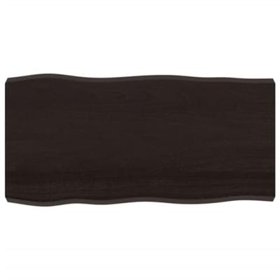 Tafelblad natuurlijke rand 100x50x(2-6)cm eikenhout donkerbruin