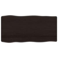 Tafelblad natuurlijke rand 100x50x(2-6)cm eikenhout donkerbruin - thumbnail