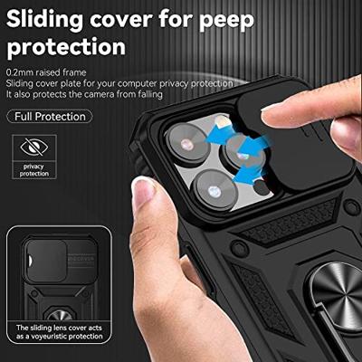 Lunso - Armor backcover hoes met ringhouder - iPhone 14 Pro - Zwart Lunso - Armor backcover hoes met ringhouder - iPhone 14 Pro - Zwart