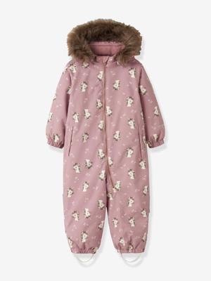 Met fleece gevoerde sneeuw jumpsuit met all-over print voor meisjes NAME IT roze, bedrukt