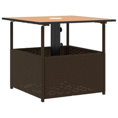 Tuintafel met parasolgat 55x55x46,5 cm poly rattan bruin Tuintafel met parasolgat 55x55x46,5 cm poly rattan bruin